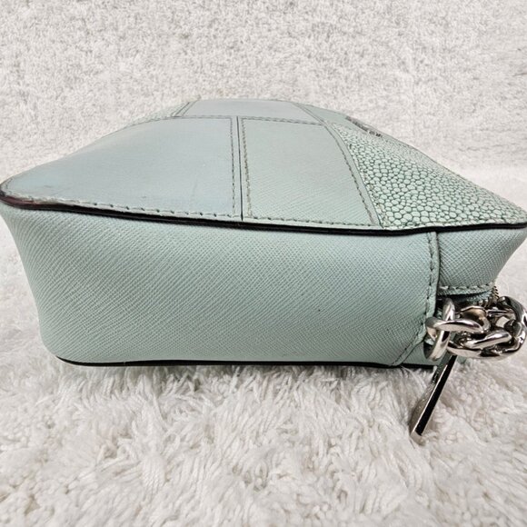 MICHAEL KORS Mint Green Patchwork Tiles Jet Set Camera Crossbody Bag Chain Strap - Picture 8 of 12